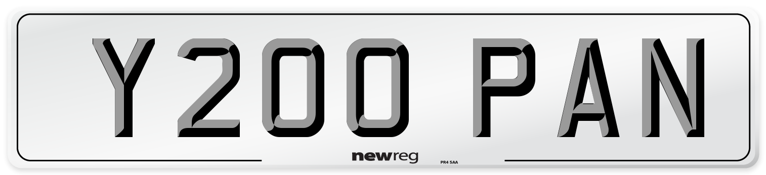 Y200 PAN Number Plate from New Reg